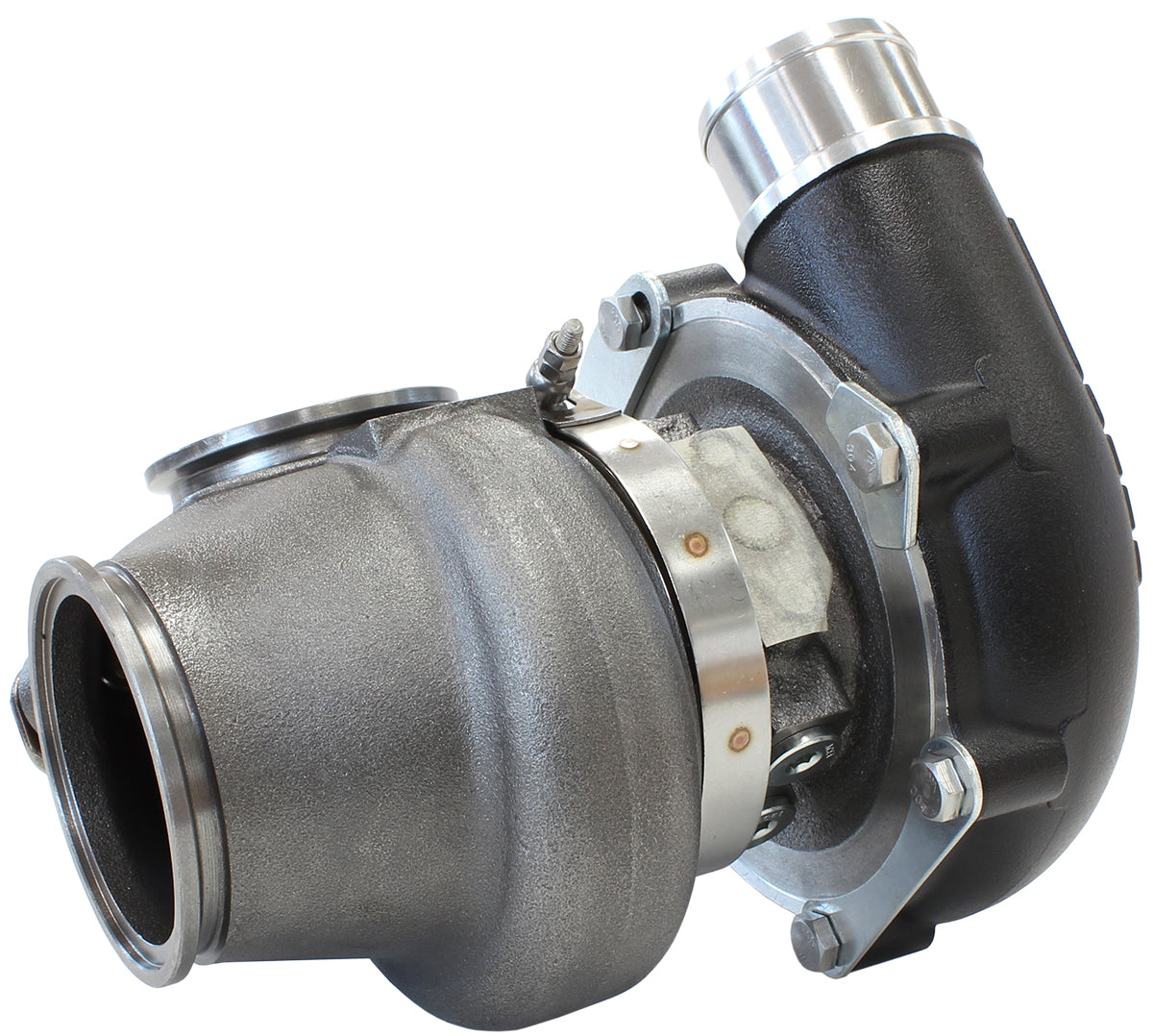 BOOSTED 5449 .72 Turbocharger 660HP, Hi Temp Black Finish   Internal Wastegate, V-Band Inlet & Exhaust Flanges