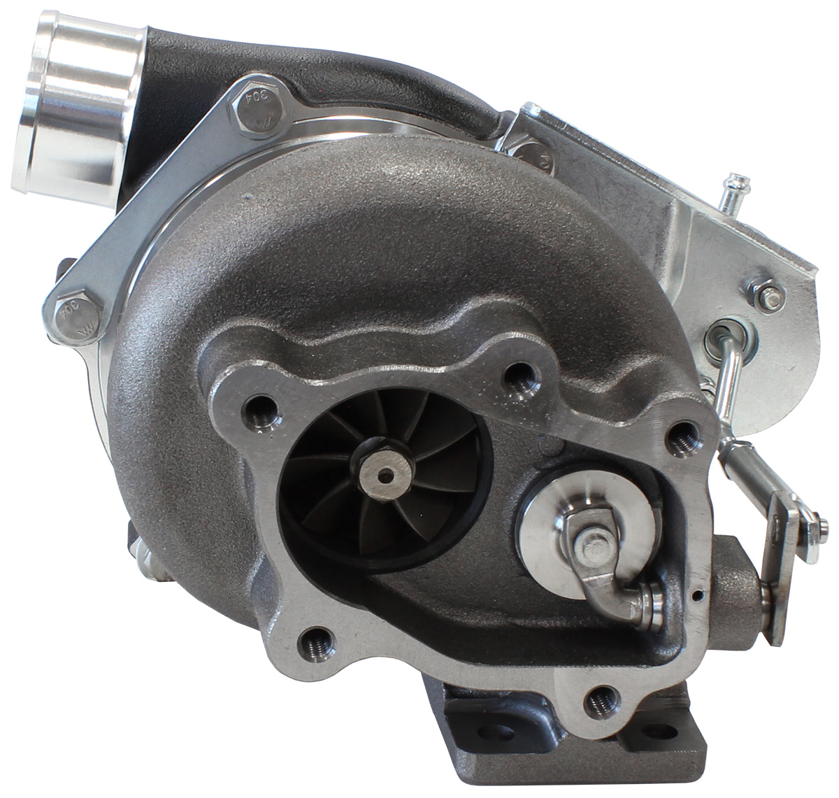 BOOSTED 5047 .86 Turbocharger 550HP, Hi Temp Black Finish   Internal Wastegate, T25 / T28 Inlet Flange, 5-Bolt Exhaust Flange