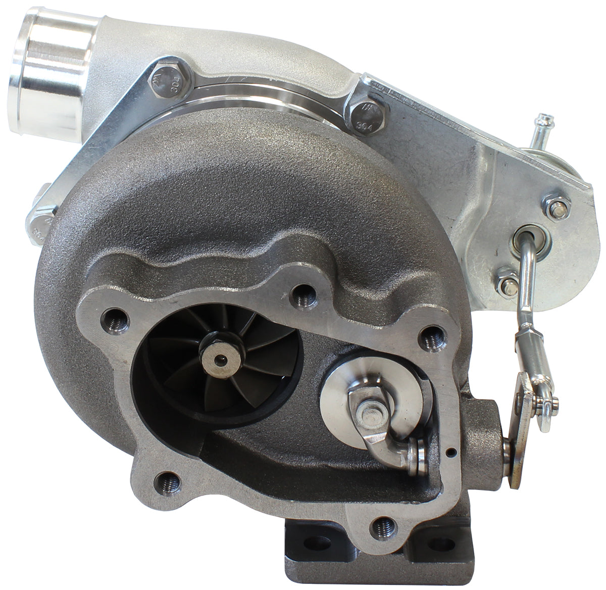BOOSTED 5047 .86 Turbocharger 550HP, Natural Cast Finish   Internal Wastegate, T25 / T28 Inlet Flange, 5-Bolt Exhaust Flange
