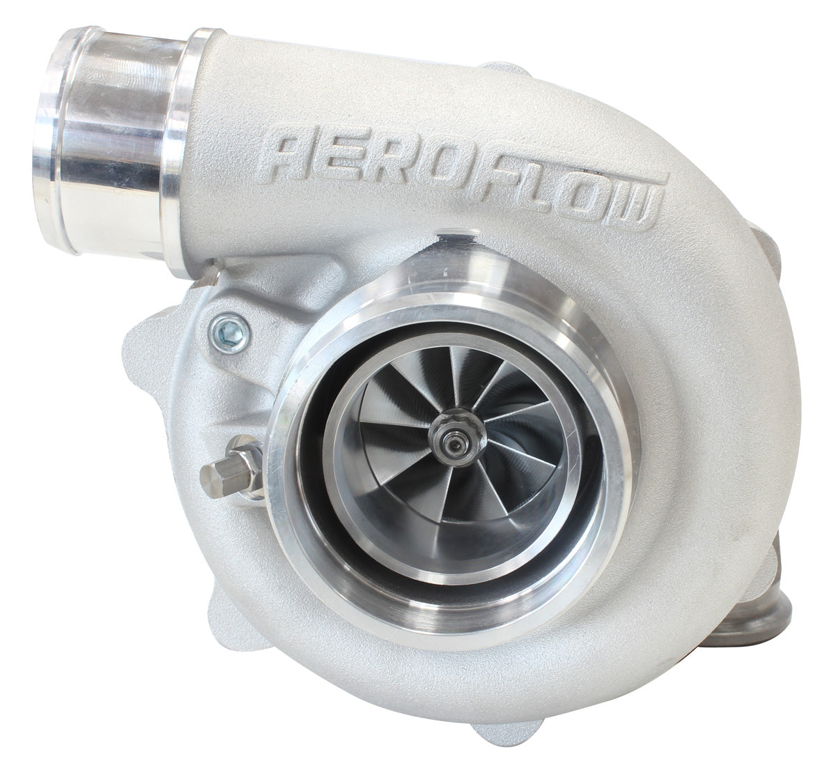BOOSTED 4849 .72 Reverse Rotation Turbocharger 550HP, Natural Cast Finish   External Wastegate, V-Band Inlet & Exhaust Flanges