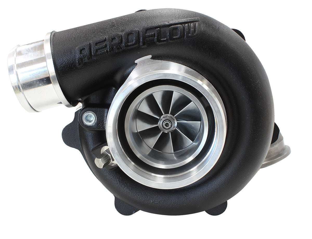 BOOSTED 4849 .72 Reverse Rotation Turbocharger 550HP, Hi Temp Black Finish   External Wastegate, V-Band Inlet & Exhaust Flanges