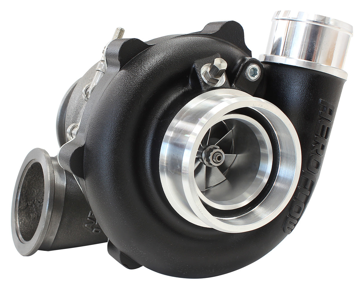 BOOSTED 4849 .72 Reverse Rotation Turbocharger 550HP, Hi Temp Black Finish   External Wastegate, V-Band Inlet & Exhaust Flanges