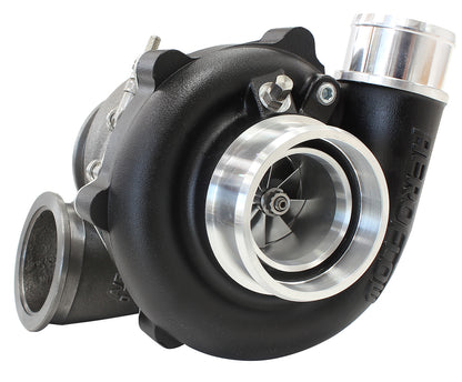 BOOSTED 4849 .72 Reverse Rotation Turbocharger 550HP, Hi Temp Black Finish   External Wastegate, V-Band Inlet & Exhaust Flanges