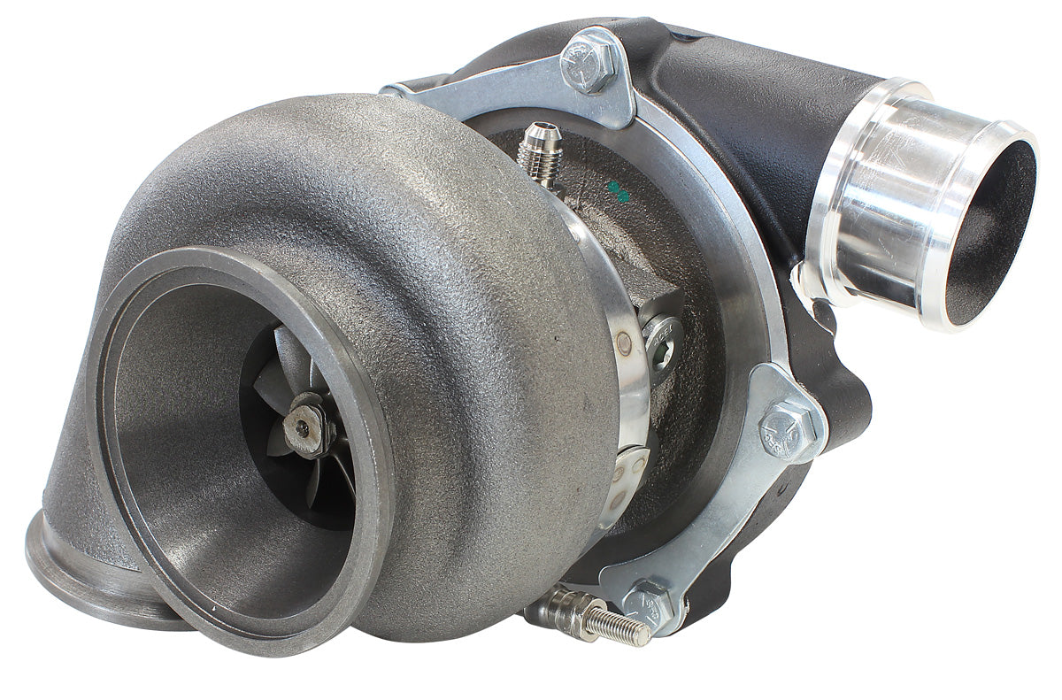BOOSTED 4849 .72 Reverse Rotation Turbocharger 550HP, Hi Temp Black Finish   External Wastegate, V-Band Inlet & Exhaust Flanges