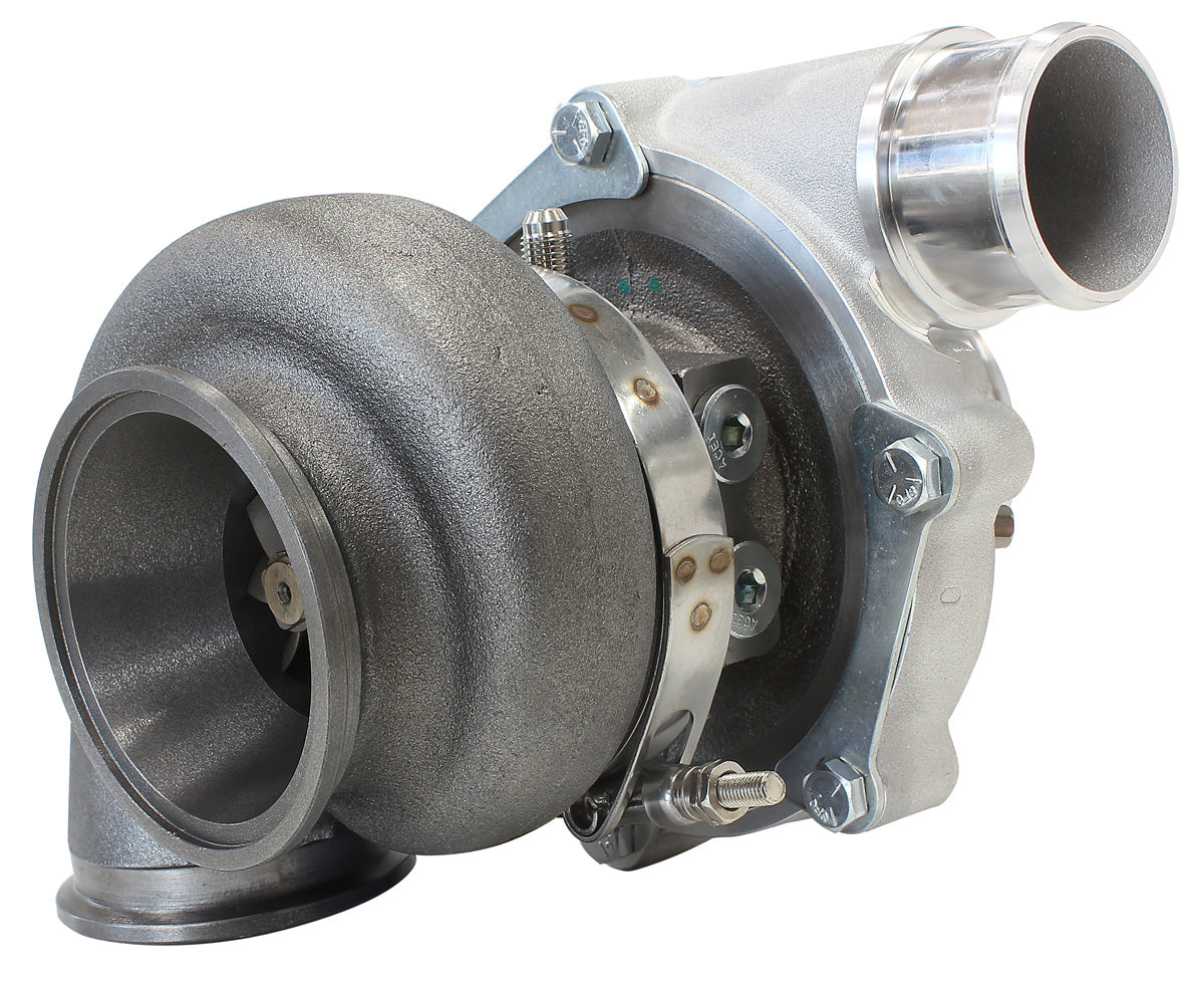 BOOSTED 4849 .72 Reverse Rotation Turbocharger 550HP, Natural Cast Finish   External Wastegate, V-Band Inlet & Exhaust Flanges