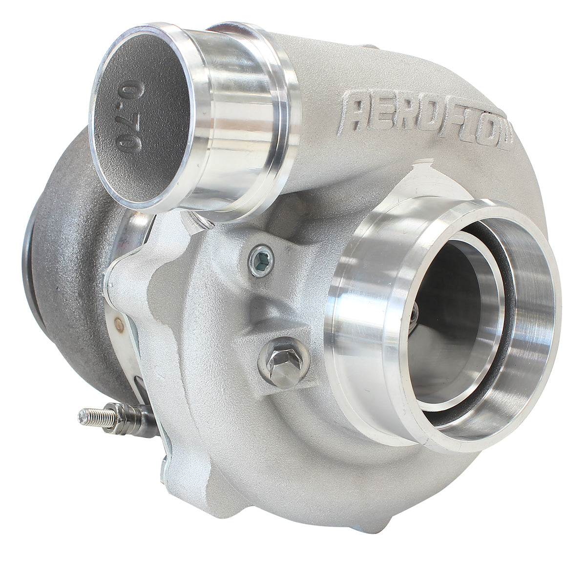 BOOSTED 4849 .72 Reverse Rotation Turbocharger 550HP, Natural Cast Finish   External Wastegate, V-Band Inlet & Exhaust Flanges