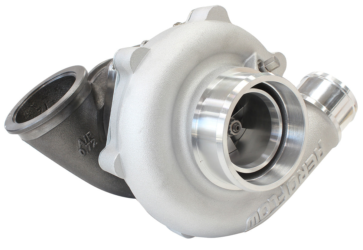 BOOSTED 4849 .72 Reverse Rotation Turbocharger 550HP, Natural Cast Finish   External Wastegate, V-Band Inlet & Exhaust Flanges
