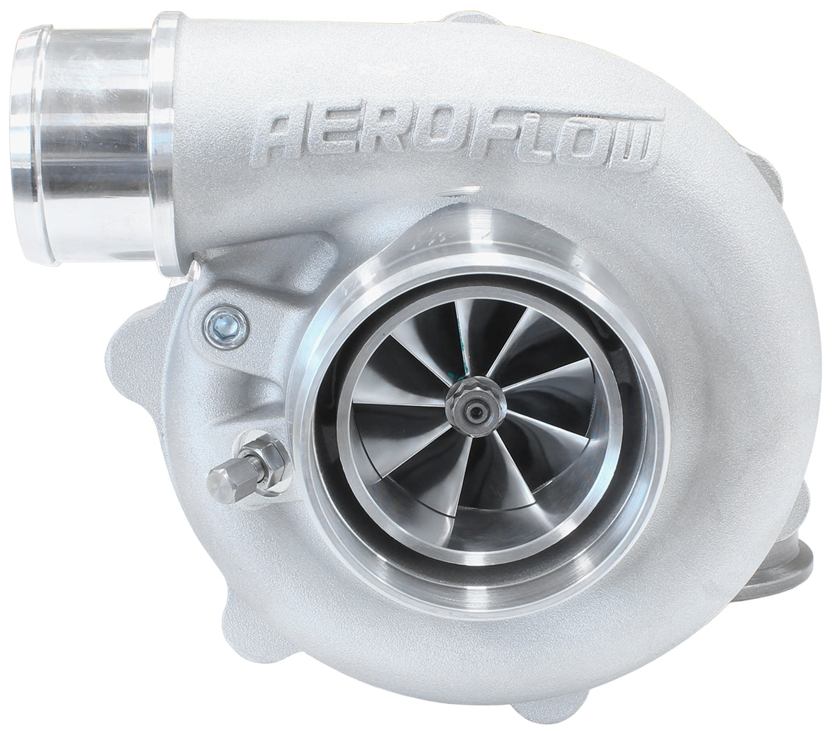 BOOSTED 5449 .72 Reverse Rotation Turbocharger 660HP, Natural Cast Finish   External Wastegate, V-Band Inlet & Exhaust Flanges