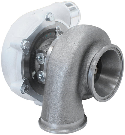 BOOSTED 5449 .72 Reverse Rotation Turbocharger 660HP, Natural Cast Finish   External Wastegate, V-Band Inlet & Exhaust Flanges