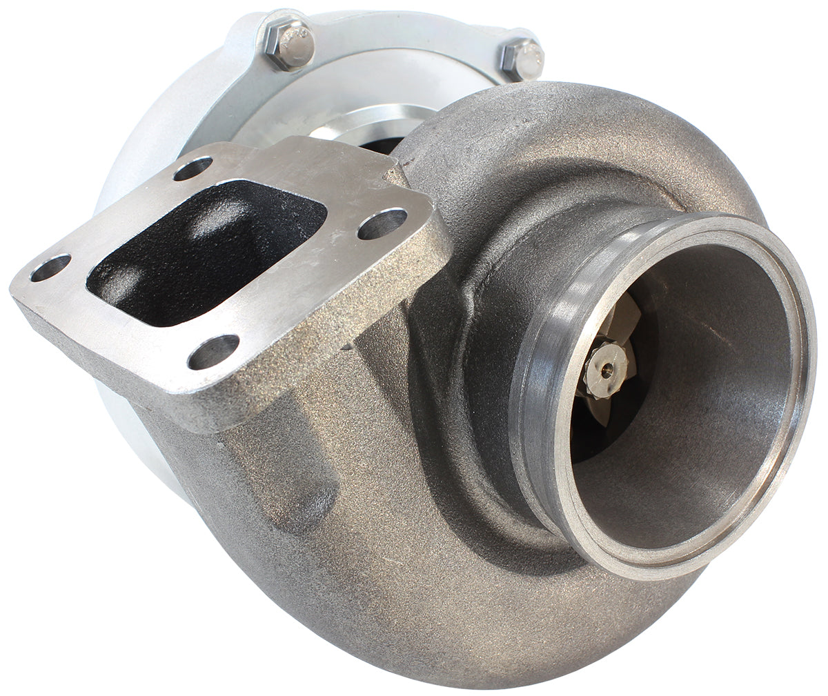 BOOSTED 5855 1.06 Turbocharger 750HP, Natural Cast Finish   External Wastegate, T3 Inlet Flange, V-Band Exhaust Flange