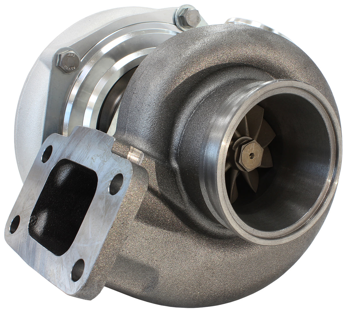 BOOSTED 6662 1.06 Turbocharger 900HP, Natural Cast Finish   External Wastegate, T3 Inlet Flange, V-Band Exhaust Flange