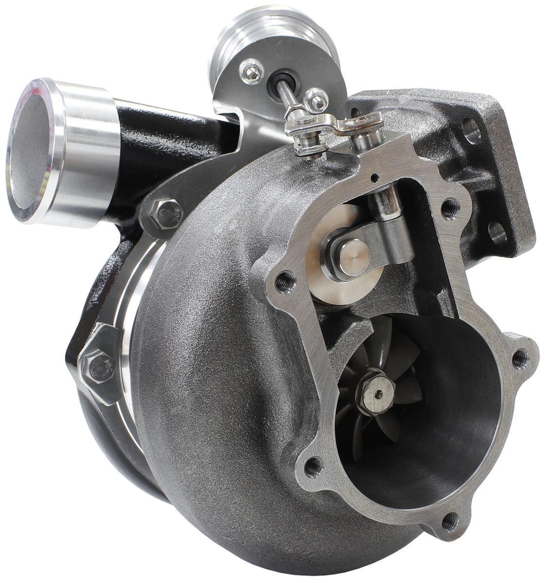 BOOSTED 6762 XR6 1.15 Turbocharger 1000HP, Hi Temp Black Finish   Internal Wastegate, T3 Inlet Flange, BA-BF XR6 5-Bolt Exhaust Flange