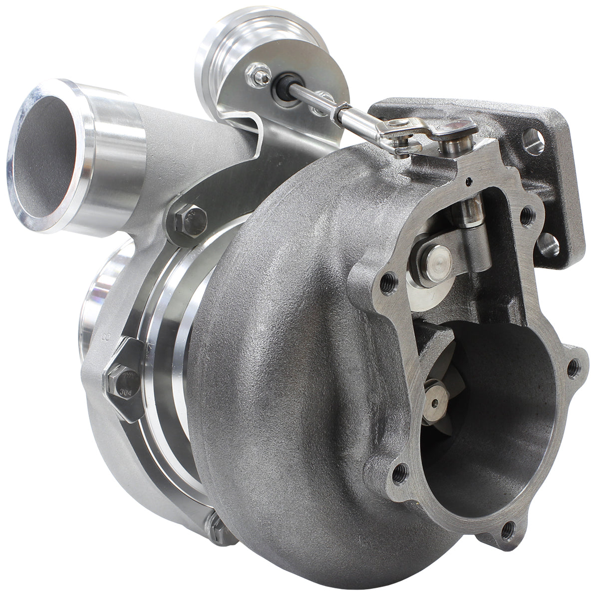 BOOSTED 6762 XR6 1.15 Turbocharger 1000HP, Natural Cast Finish   Internal Wastegate, T3 Inlet Flange, BA-BF XR6 5-Bolt Exhaust Flange