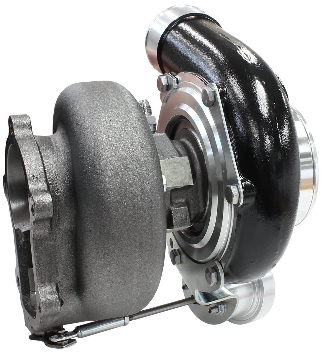 BOOSTED 6762 XR6 1.15 Turbocharger 1000HP, Hi Temp Black Finish   Internal Wastegate, T3 Inlet Flange, FG XR6 5-Bolt Exhaust Flange