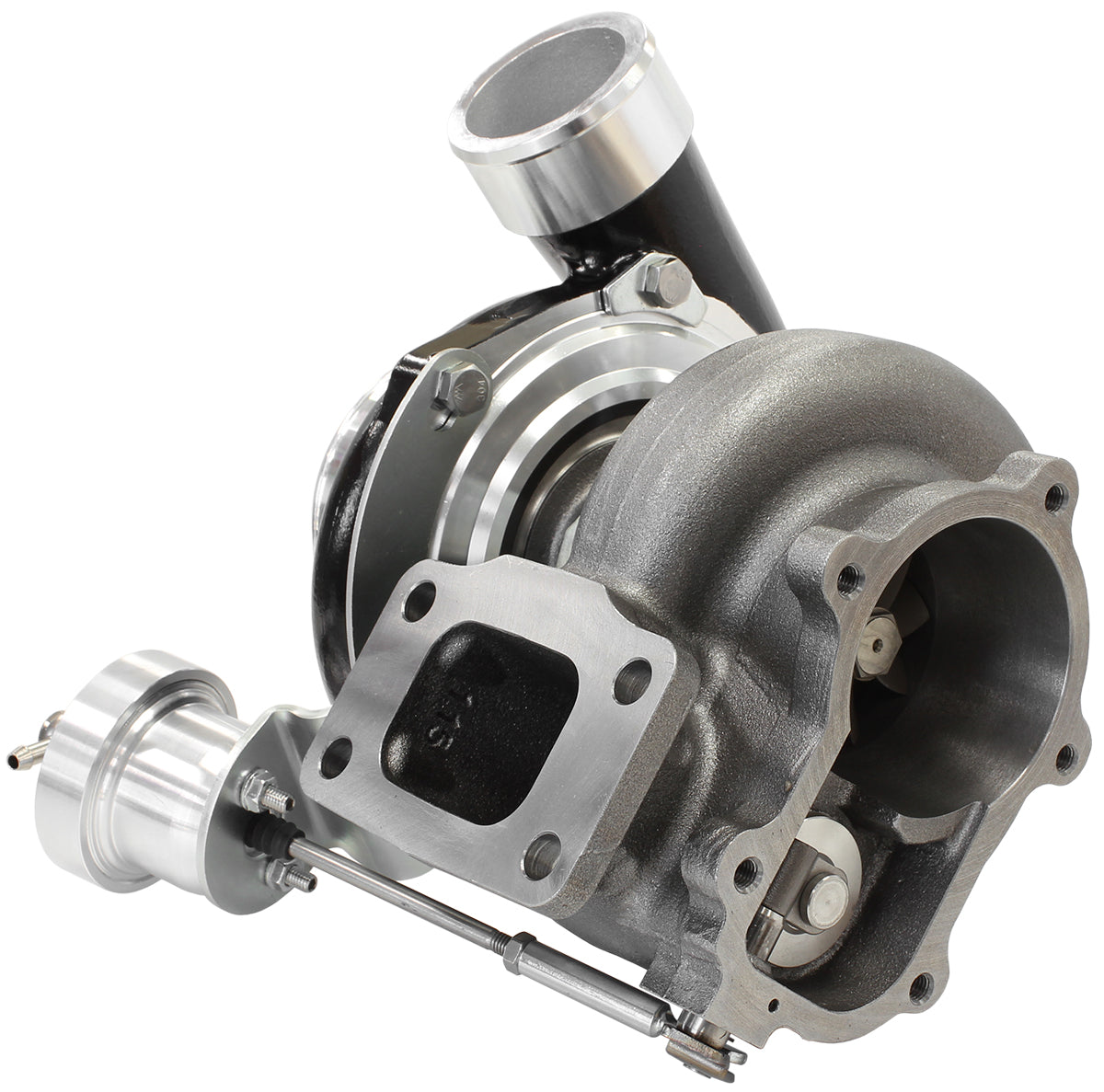 BOOSTED 6762 XR6 1.15 Turbocharger 1000HP, Hi Temp Black Finish   Internal Wastegate, T3 Inlet Flange, FG XR6 5-Bolt Exhaust Flange