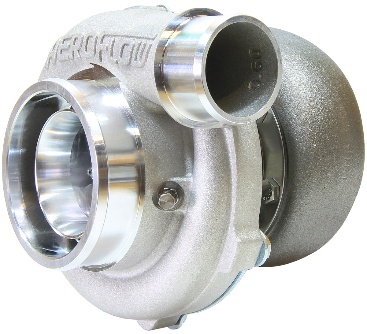 BOOSTED 5455 V-Band 1.01 Turbocharger 650HP, Natural Cast Finish   External Wastegate, V-Band Inlet & Exhaust Flanges