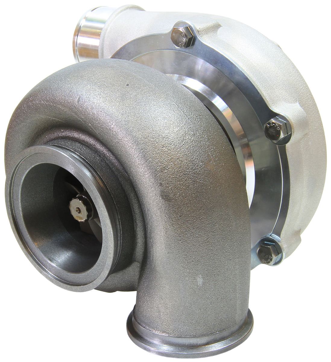 BOOSTED 5455 V-Band 1.01 Turbocharger 650HP, Natural Cast Finish   External Wastegate, V-Band Inlet & Exhaust Flanges