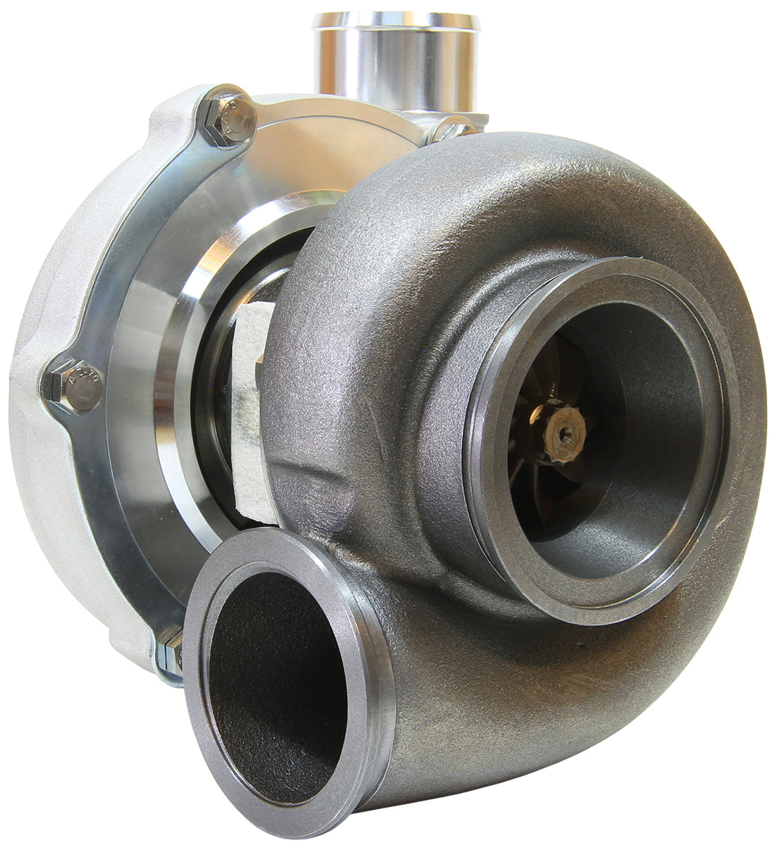 BOOSTED 5455 V-Band 1.01 Turbocharger 650HP, Natural Cast Finish   External Wastegate, V-Band Inlet & Exhaust Flanges