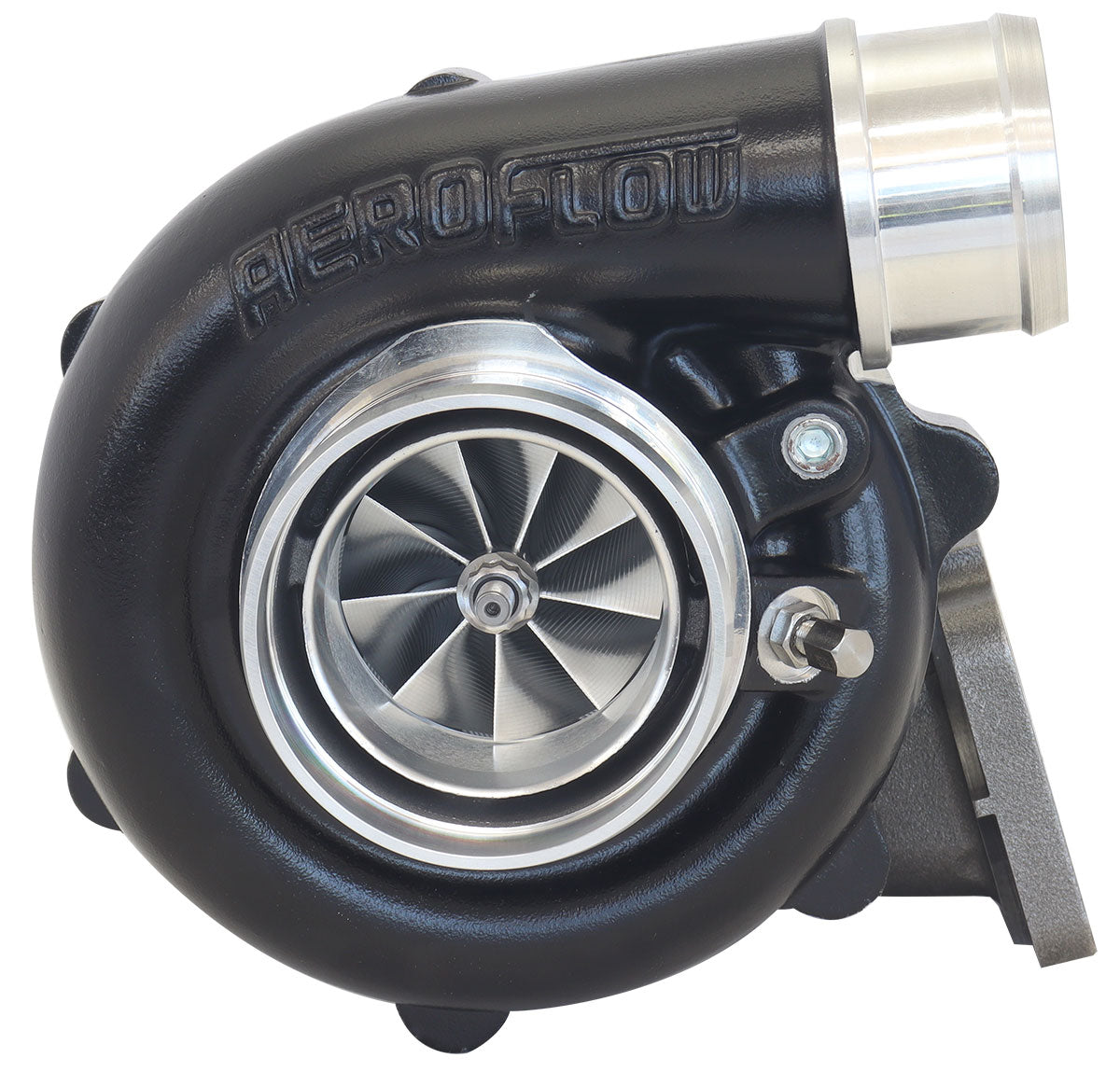 BOOSTED B5455 .61 Turbocharger 660HP, Hi Temp Black Finish   External Wastegate, T3 Inlet Flange, V-Band Exhaust Flange