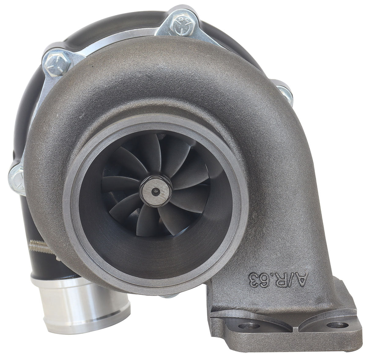 BOOSTED B5455 .61 Turbocharger 660HP, Hi Temp Black Finish   External Wastegate, T3 Inlet Flange, V-Band Exhaust Flange