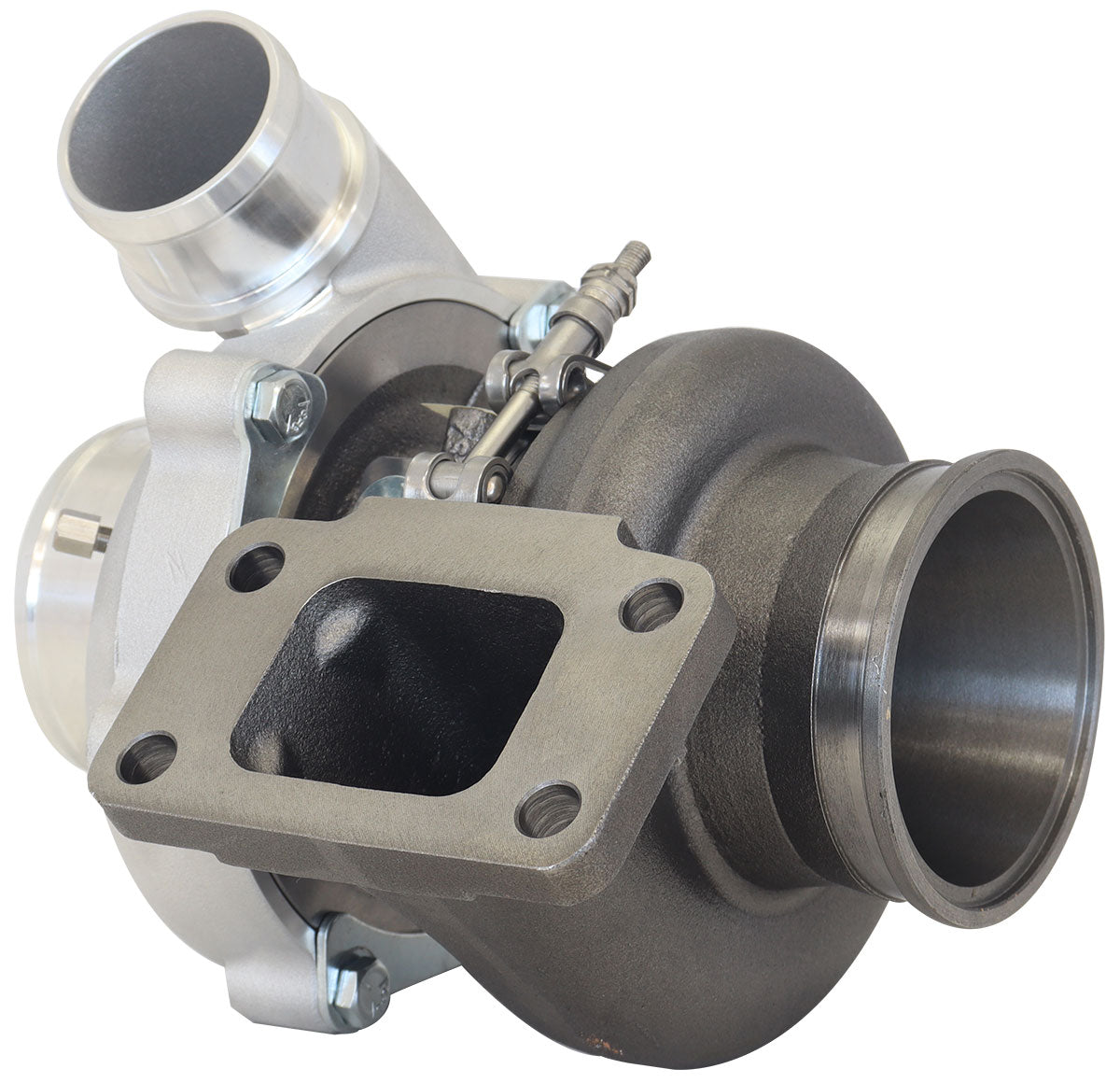 BOOSTED B5455 .61 Turbocharger 660HP, Natural Cast Finish   External Wastegate, T3 Inlet Flange, V-Band Exhaust Flange