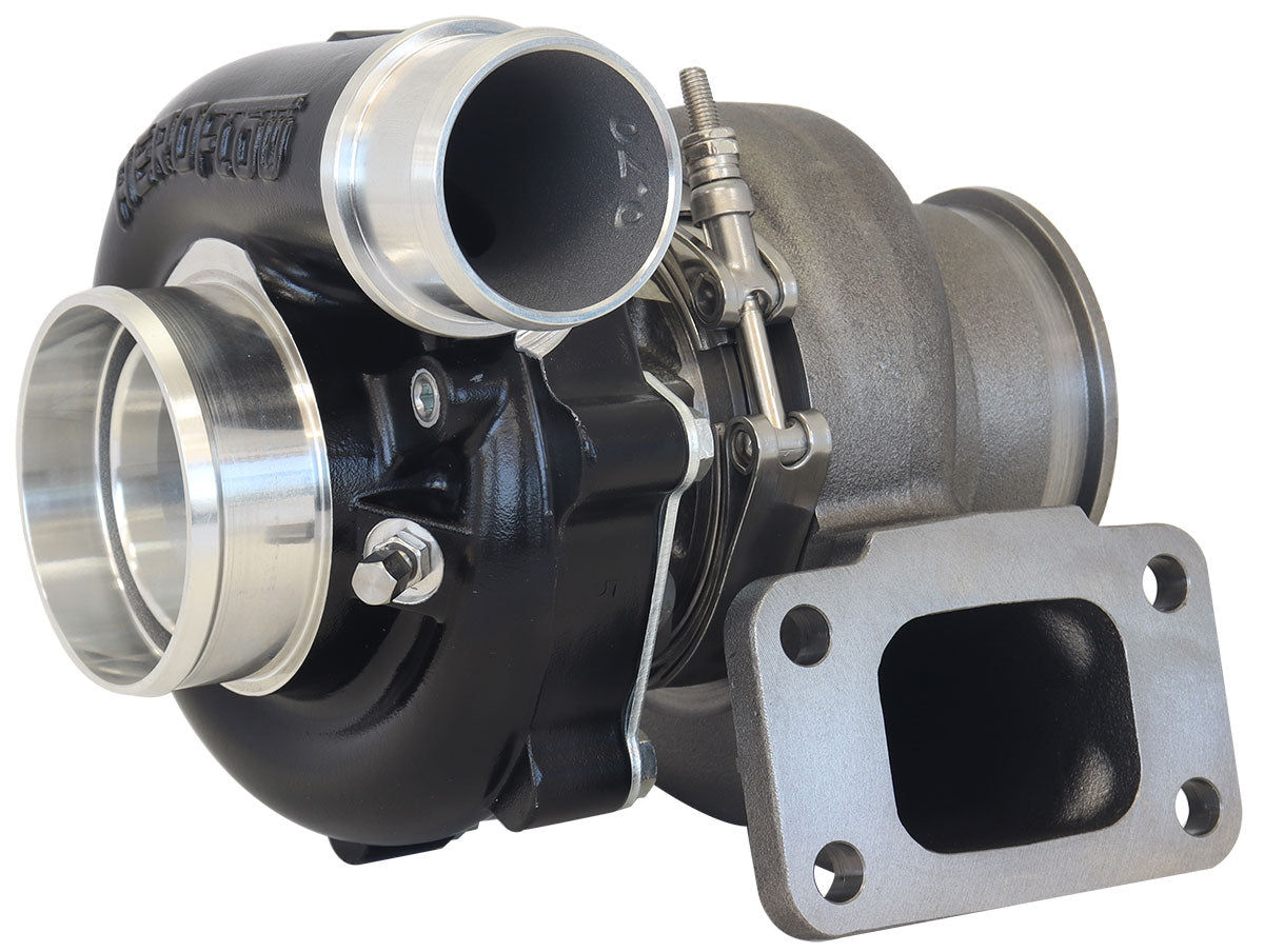 BOOSTED B5455 .83 Turbocharger 660HP, Hi Temp Black Finish   External Wastegate, T3 Inlet Flange, V-Band Exhaust Flange