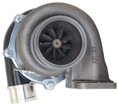 BOOSTED B5455 .83 Turbocharger 660HP, Hi Temp Black Finish   External Wastegate, T3 Inlet Flange, V-Band Exhaust Flange