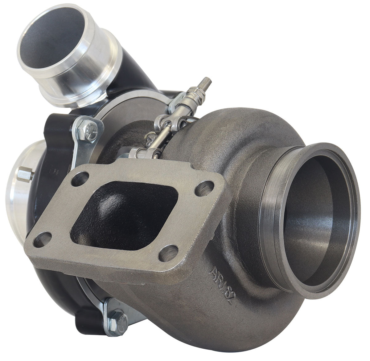BOOSTED B5455 .83 Turbocharger 660HP, Hi Temp Black Finish   External Wastegate, T3 Inlet Flange, V-Band Exhaust Flange