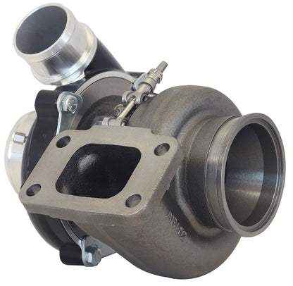 BOOSTED B5455 .83 Turbocharger 660HP, Hi Temp Black Finish   External Wastegate, T3 Inlet Flange, V-Band Exhaust Flange