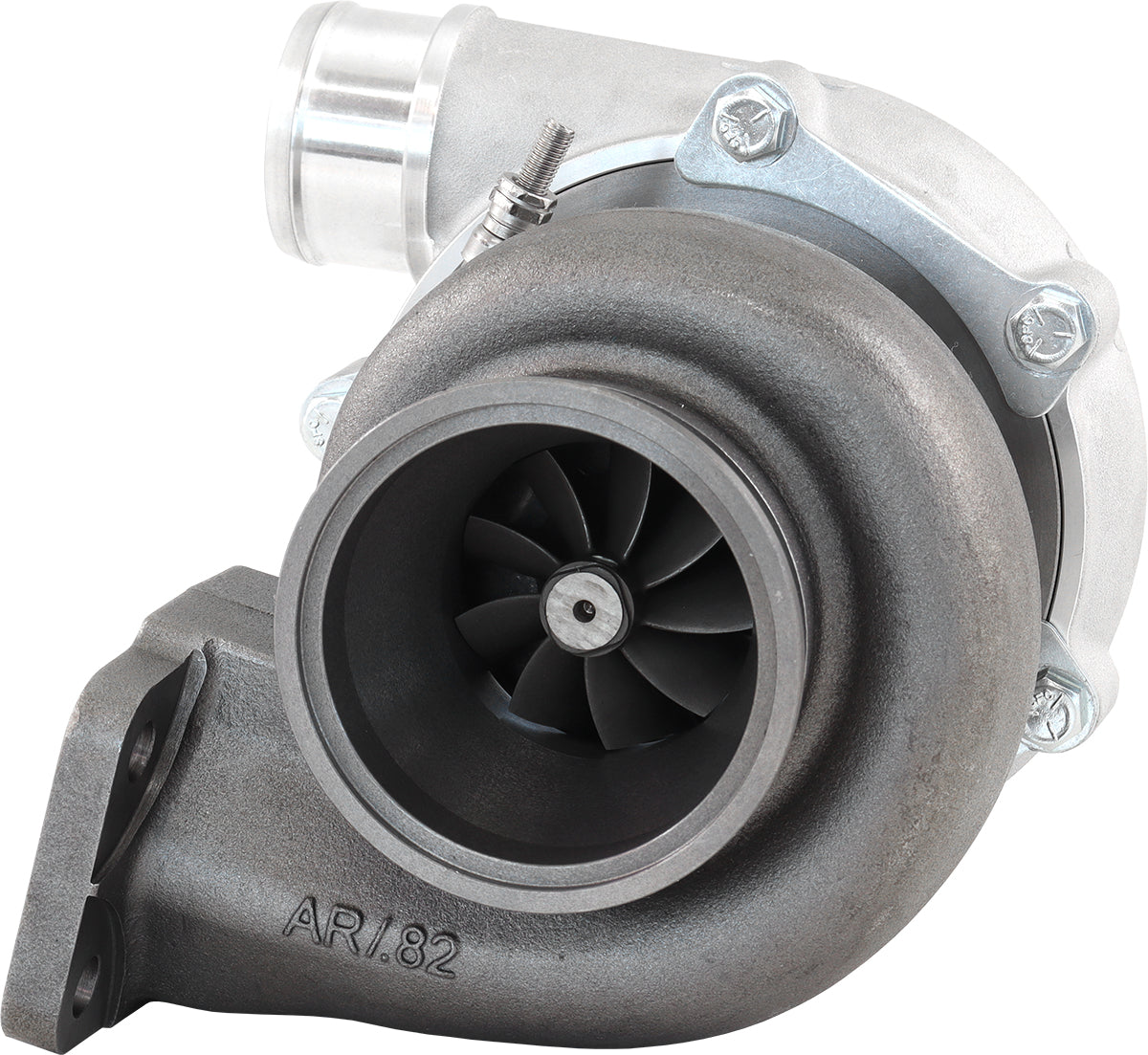 BOOSTED B5455 .82 Turbocharger 660HP, Natural Cast Finish   External Wastegate, T3 Inlet Flange, V-Band Exhaust Flange