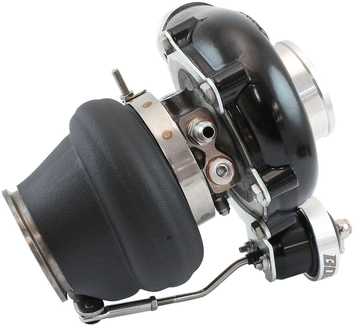 BOOSTED B5455 .92 Turbocharger 660HP, Hi Temp Black Finish   Internal Wastegate, V-Band Inlet & Exhaust Flanges