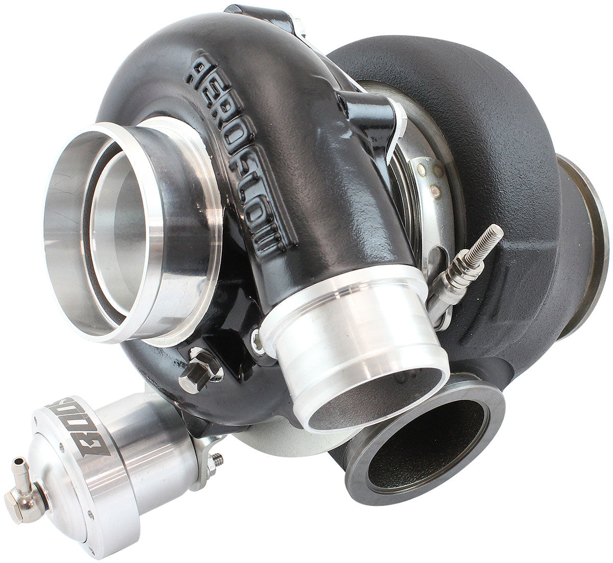 BOOSTED B5455 1.01 Turbocharger 660HP, Hi Temp Black Finish   Internal Wastegate, V-Band Inlet & Exhaust Flanges