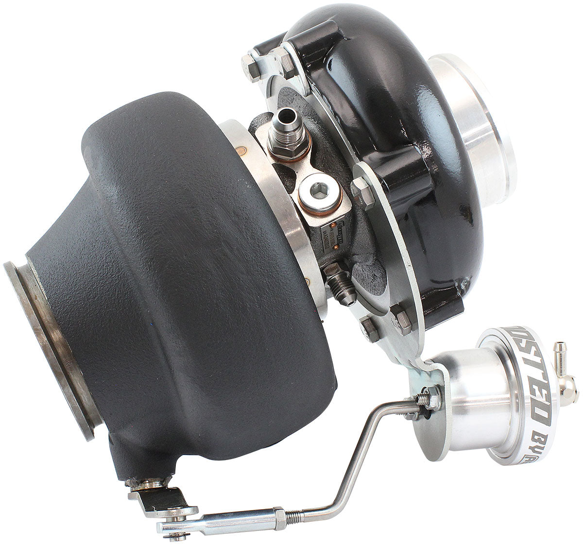 BOOSTED B5455 1.01 Turbocharger 660HP, Hi Temp Black Finish   Internal Wastegate, V-Band Inlet & Exhaust Flanges