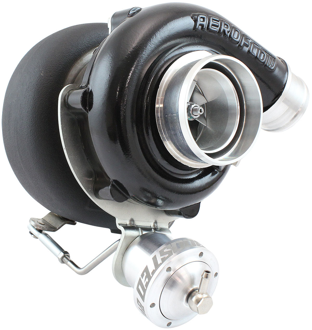 BOOSTED B5455 1.01 Turbocharger 660HP, Hi Temp Black Finish   Internal Wastegate, V-Band Inlet & Exhaust Flanges