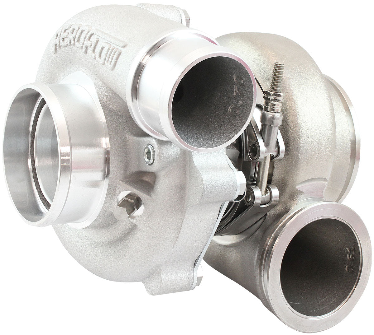 BOOSTED B5455 .63 Turbocharger 660HP, Natural Cast Finish   External Wastegate, V-Band Inlet & Exhaust Flanges