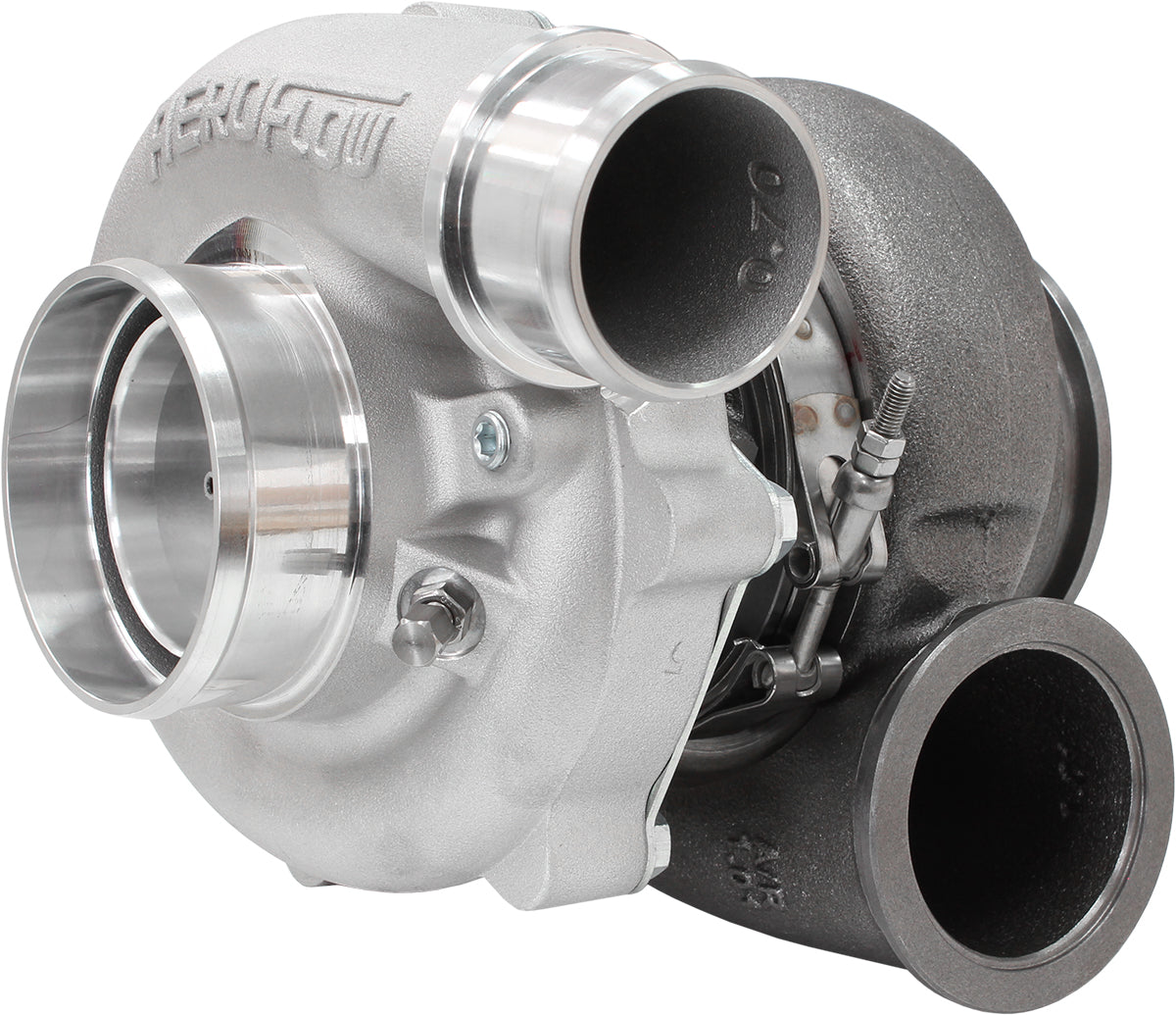 BOOSTED B5455 .83 Turbocharger 660HP, Natural Cast Finish   External Wastegate, V-Band Inlet & Exhaust Flanges