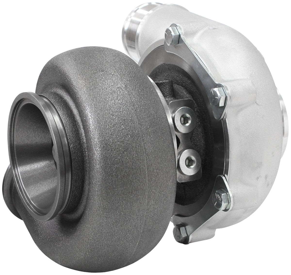 BOOSTED B5455 .83 Turbocharger 660HP, Natural Cast Finish   External Wastegate, V-Band Inlet & Exhaust Flanges