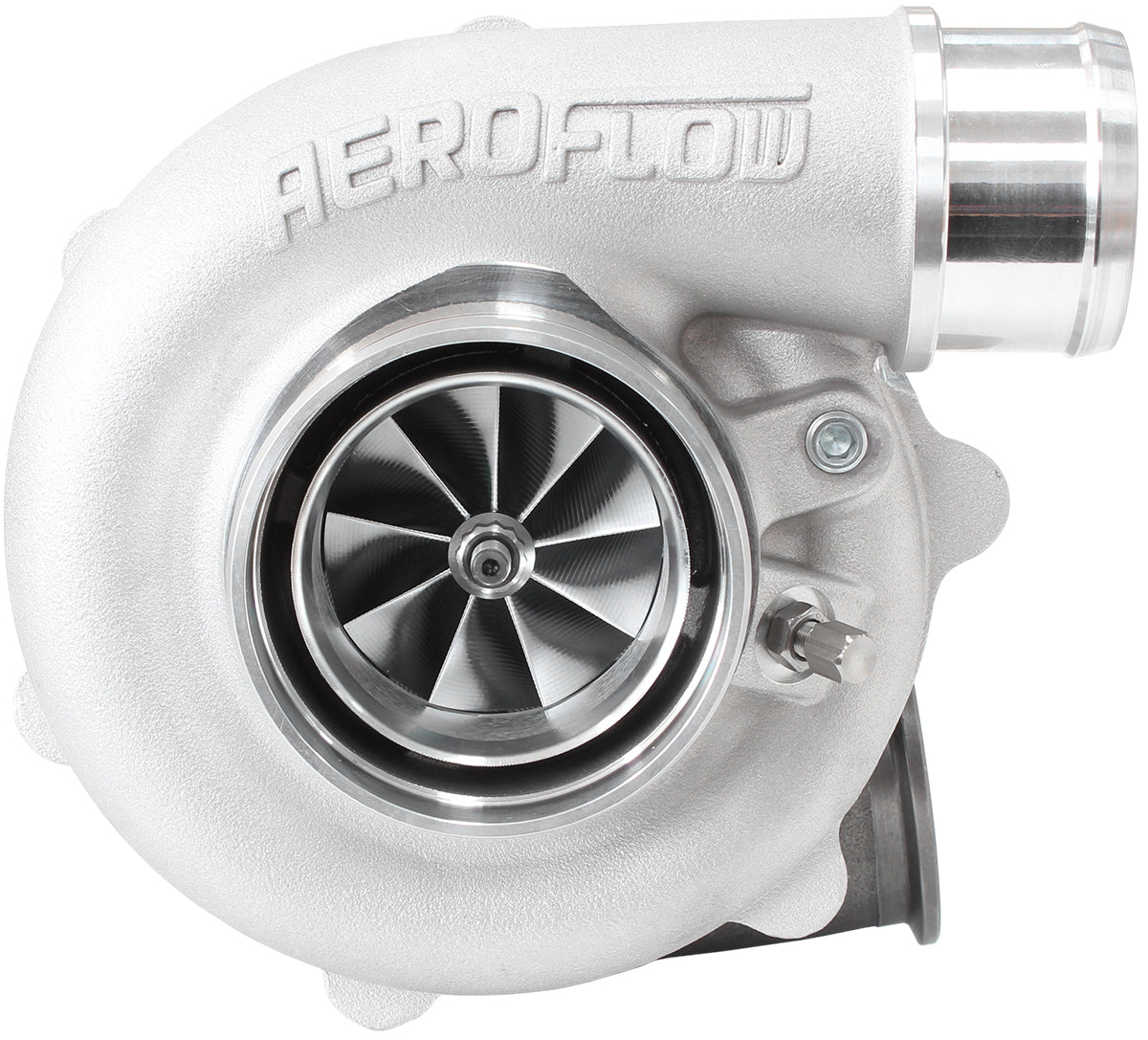 BOOSTED B5455 1.01 Turbocharger 660HP, Natural Cast Finish   External Wastegate, V-Band Inlet & Exhaust Flanges