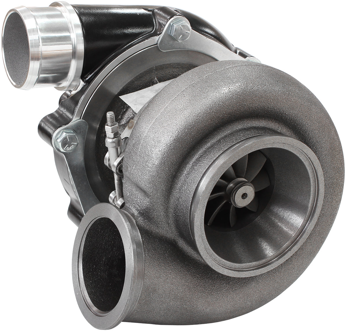 BOOSTED B5455 1.21 Turbocharger 660HP, Hi Temp Black Finish   External Wastegate, V-Band Inlet & Exhaust Flanges