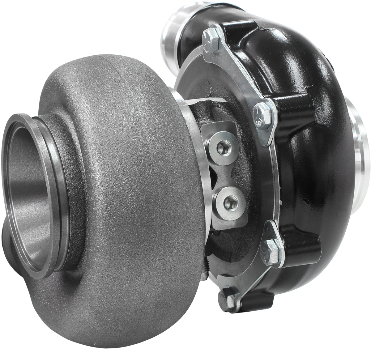 BOOSTED B5455 1.21 Turbocharger 660HP, Hi Temp Black Finish   External Wastegate, V-Band Inlet & Exhaust Flanges