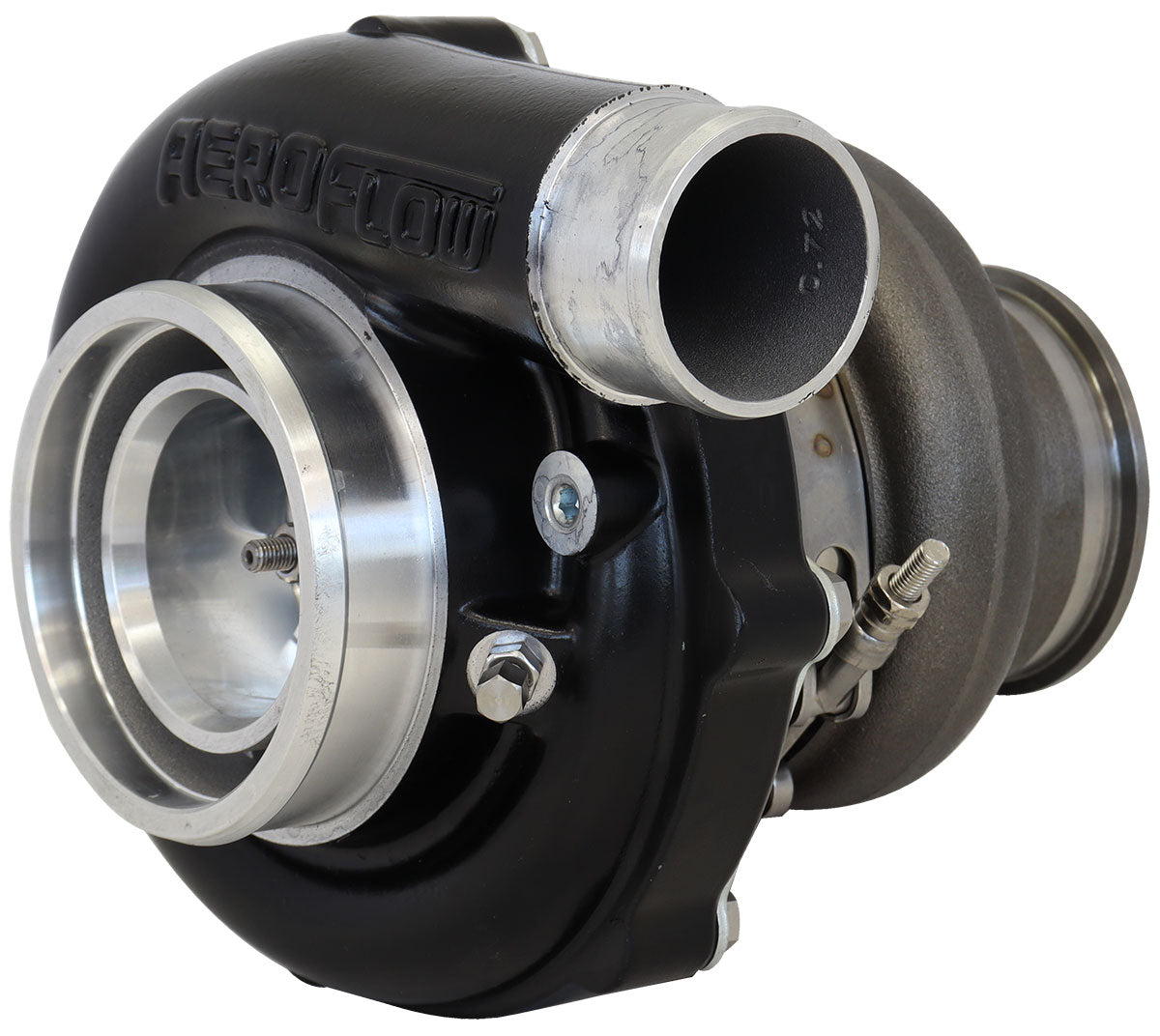 BOOSTED B5855 .61 Turbocharger 770HP, Hi Temp Black Finish   External Wastegate, T3 Inlet Flange, V-Band Exhaust Flange