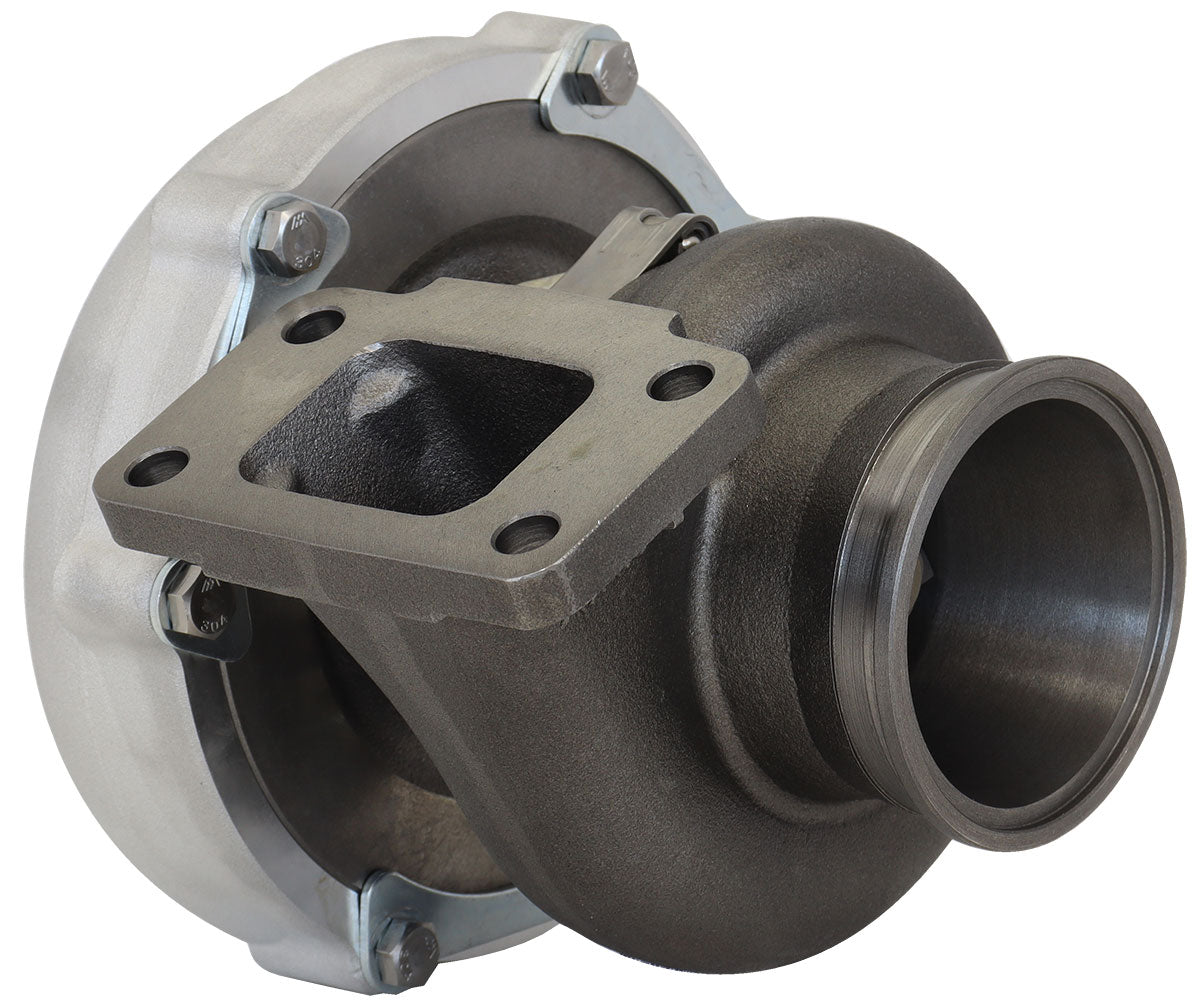 BOOSTED B5855 .61 Turbocharger 770HP, Natural Cast Finish   External Wastegate, T3 Inlet Flange, V-Band Exhaust Flange