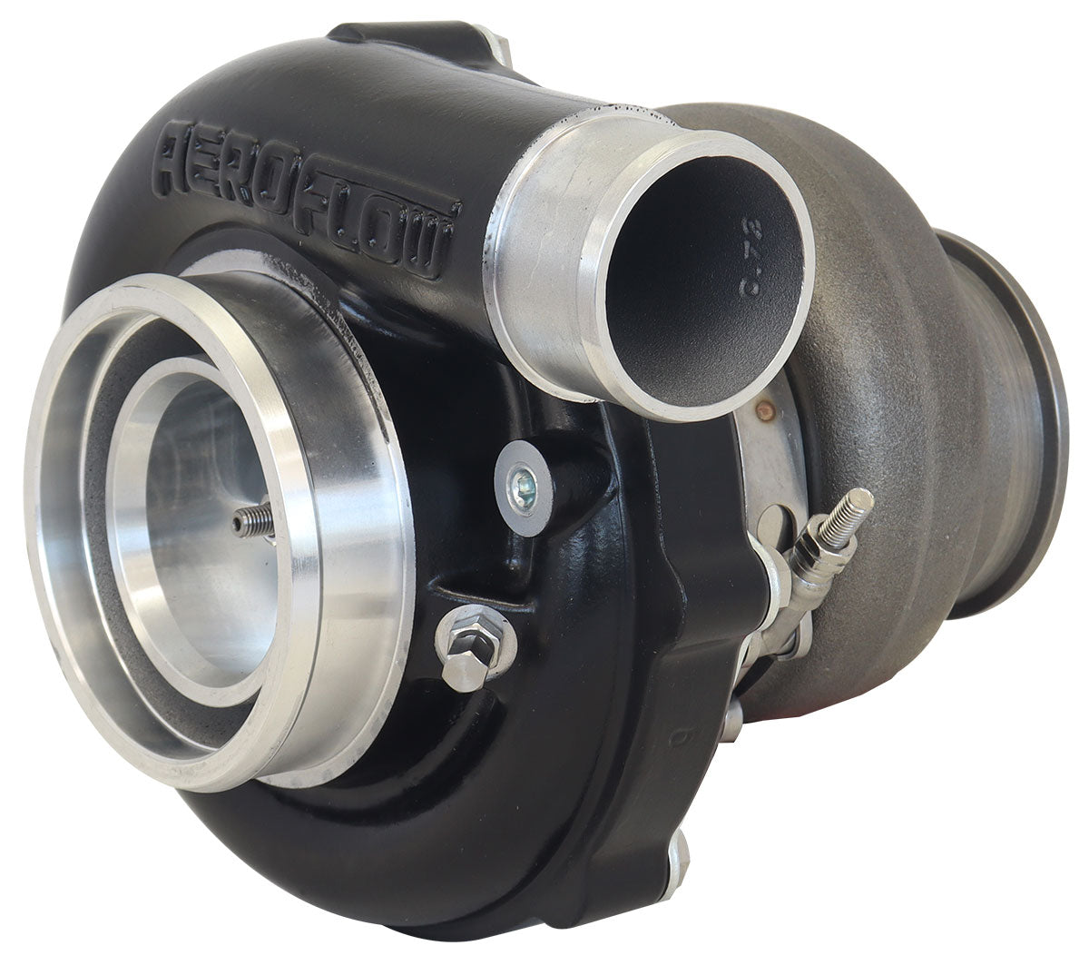 BOOSTED B5855 .83 Turbocharger 770HP, Hi Temp Black Finish   External Wastegate, T3 Inlet Flange, V-Band Exhaust Flange