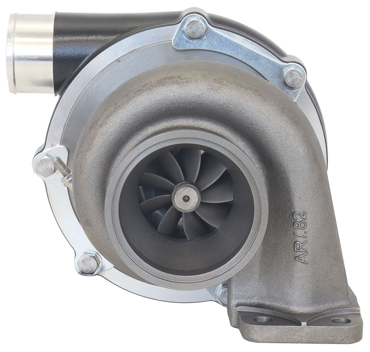 BOOSTED B5855 .83 Turbocharger 770HP, Hi Temp Black Finish   External Wastegate, T3 Inlet Flange, V-Band Exhaust Flange