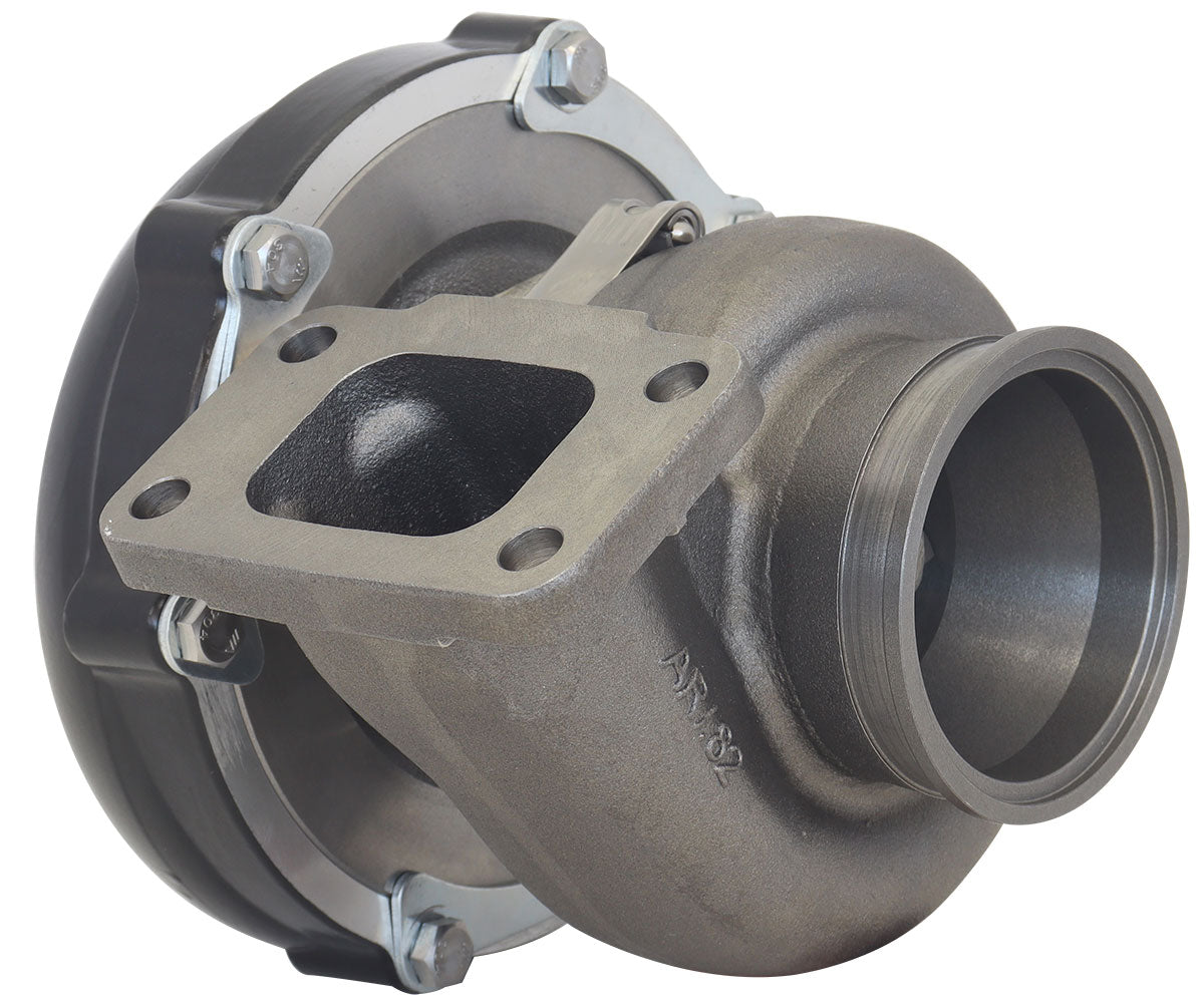 BOOSTED B5855 .83 Turbocharger 770HP, Hi Temp Black Finish   External Wastegate, T3 Inlet Flange, V-Band Exhaust Flange