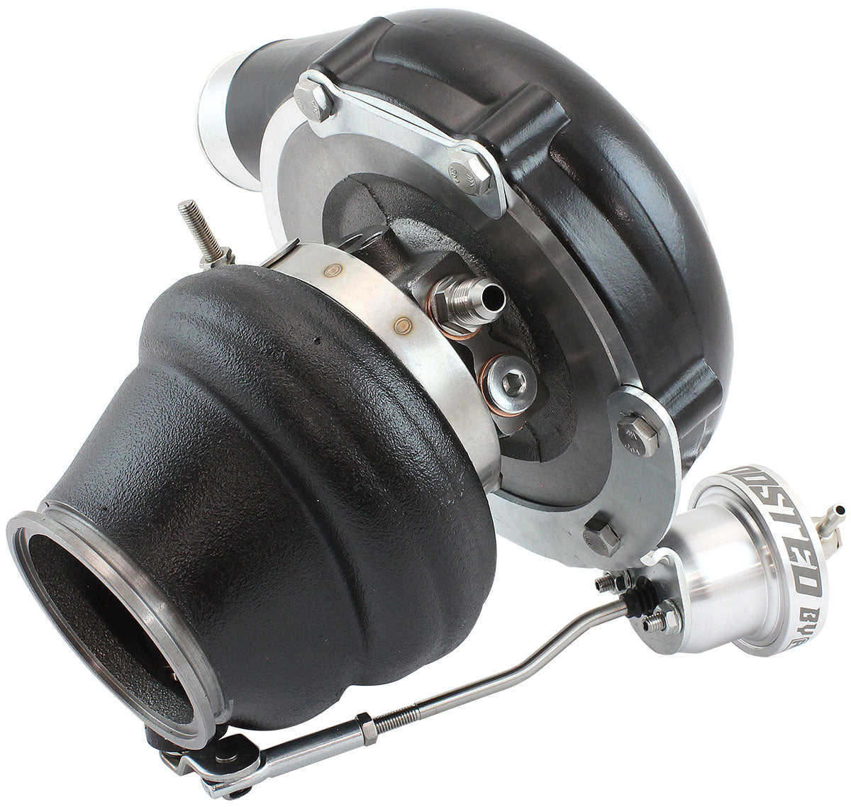 BOOSTED B5855 .92 Turbocharger 770HP, Hi Temp Black Finish   Internal Wastegate, V-Band Inlet & Exhaust Flanges