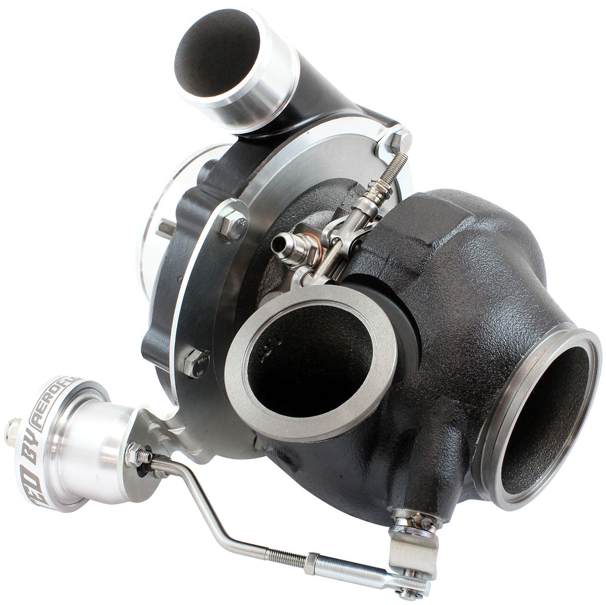 BOOSTED B5855 1.01 Turbocharger 770HP, Hi Temp Black Finish   Internal Wastegate, V-Band Inlet & Exhaust Flanges