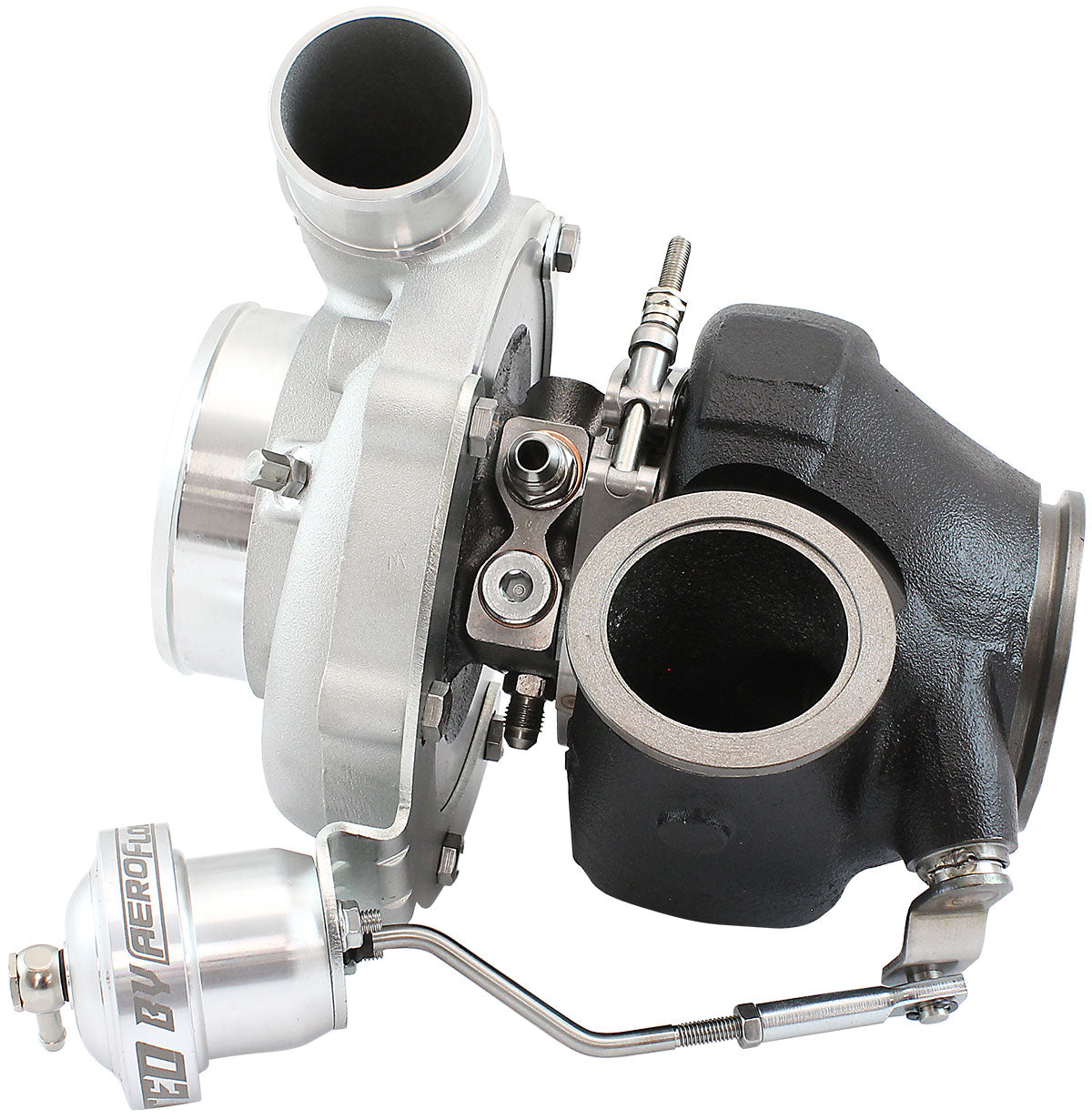 BOOSTED B5855 1.01 Turbocharger 770HP, Natural Cast Finish   Internal Wastegate, V-Band Inlet & Exhaust Flanges