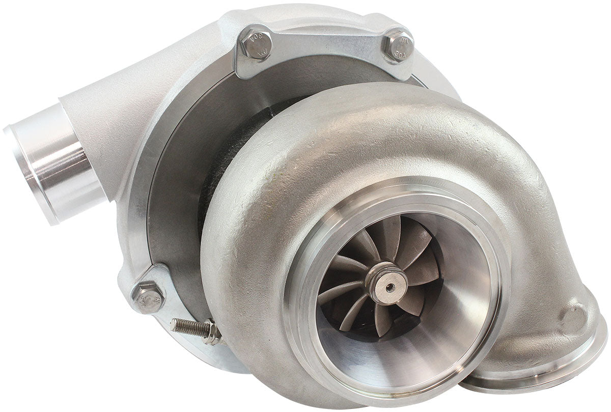 BOOSTED B5855 .61 Turbocharger 770HP, Natural Cast Finish   External Wastegate, V-Band Inlet & Exhaust Flanges
