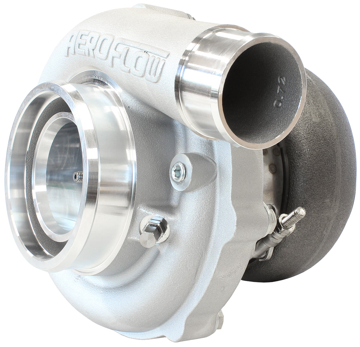 BOOSTED B5855 .83 Turbocharger 770HP, Natural Cast Finish   External Wastegate, V-Band Inlet & Exhaust Flanges